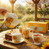 Van Gogh Napraforgók porcelán reggeliző szett tálcával – 450 ml