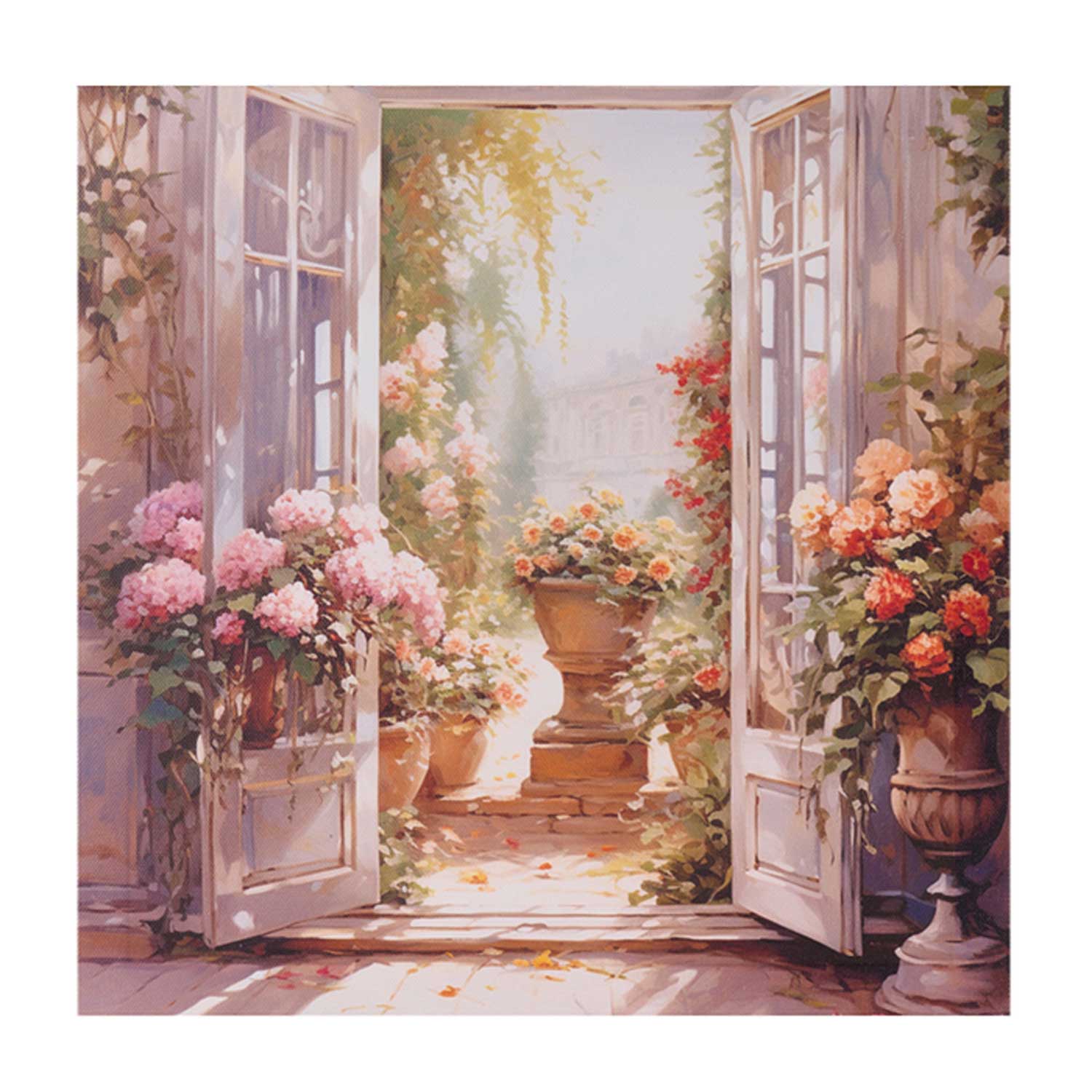 Vászon falikép virágos hortenziával 30x30x2,5 cm Provence stílus