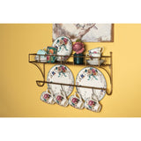 Tányér, étkészlet Vintage fehér virágos madárkás porcelán desszertes tányér Ø 20 CM