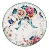 Tányér, étkészlet Vintage fehér virágos madárkás porcelán desszertes tányér Ø 20 CM