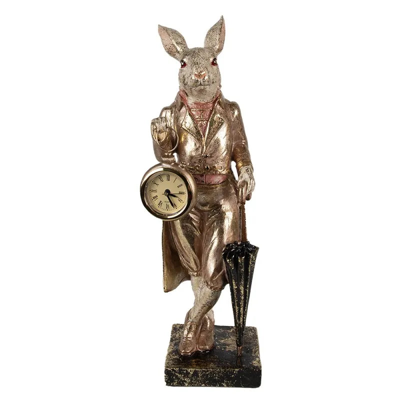 Húsvéti Dekoráció Vintage Nyúl Úr órával dekoráció figura 35 cm