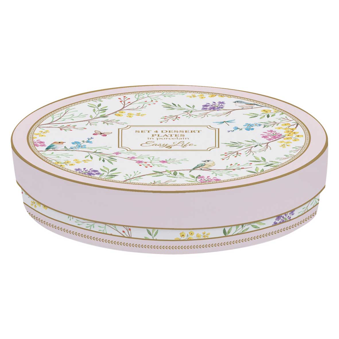 Étkészlet Vintage porcelán desszertes tányér 4 db szett Birds Melody