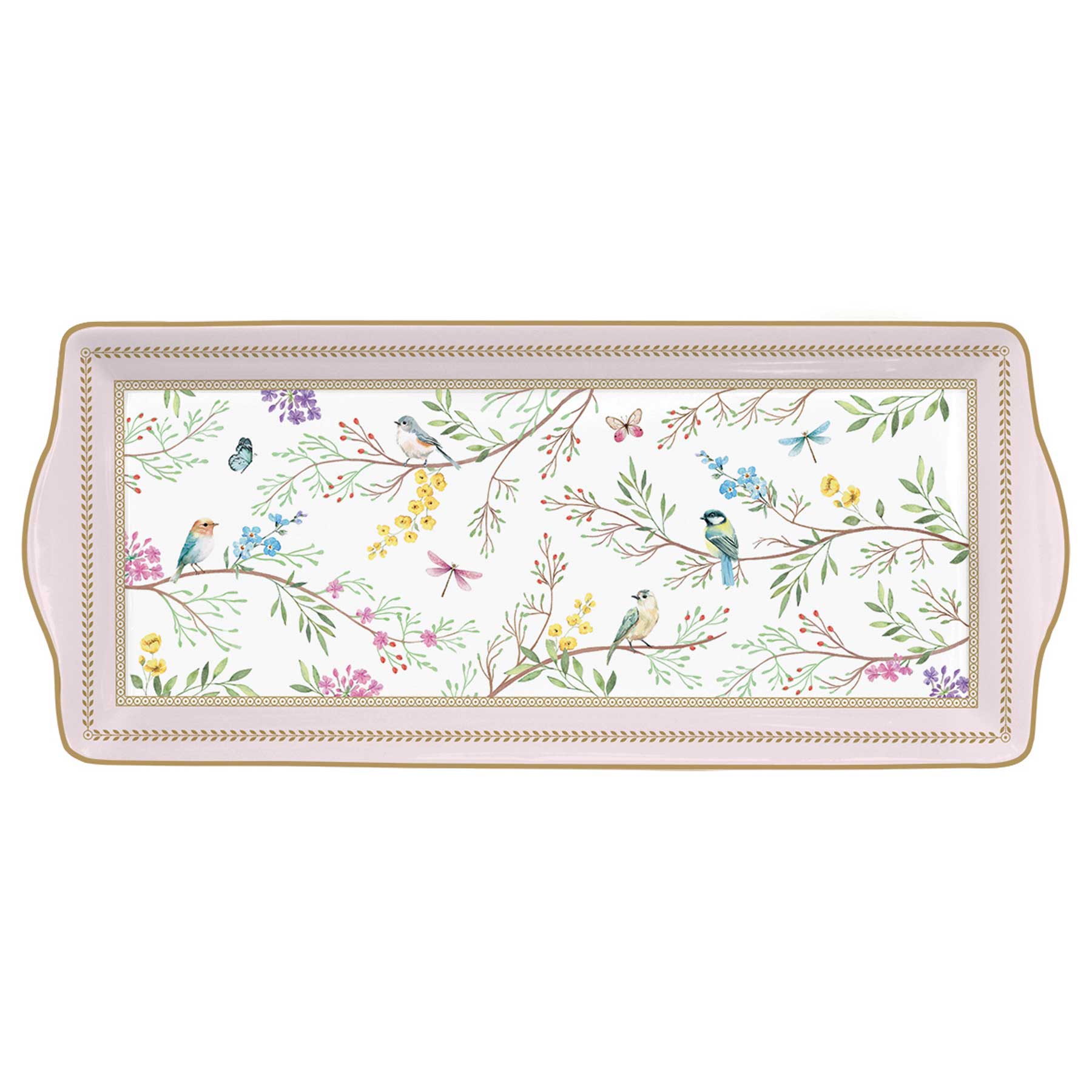Tálca Vintage porcelán kínáló tálca 35x15 cm Birds Melody