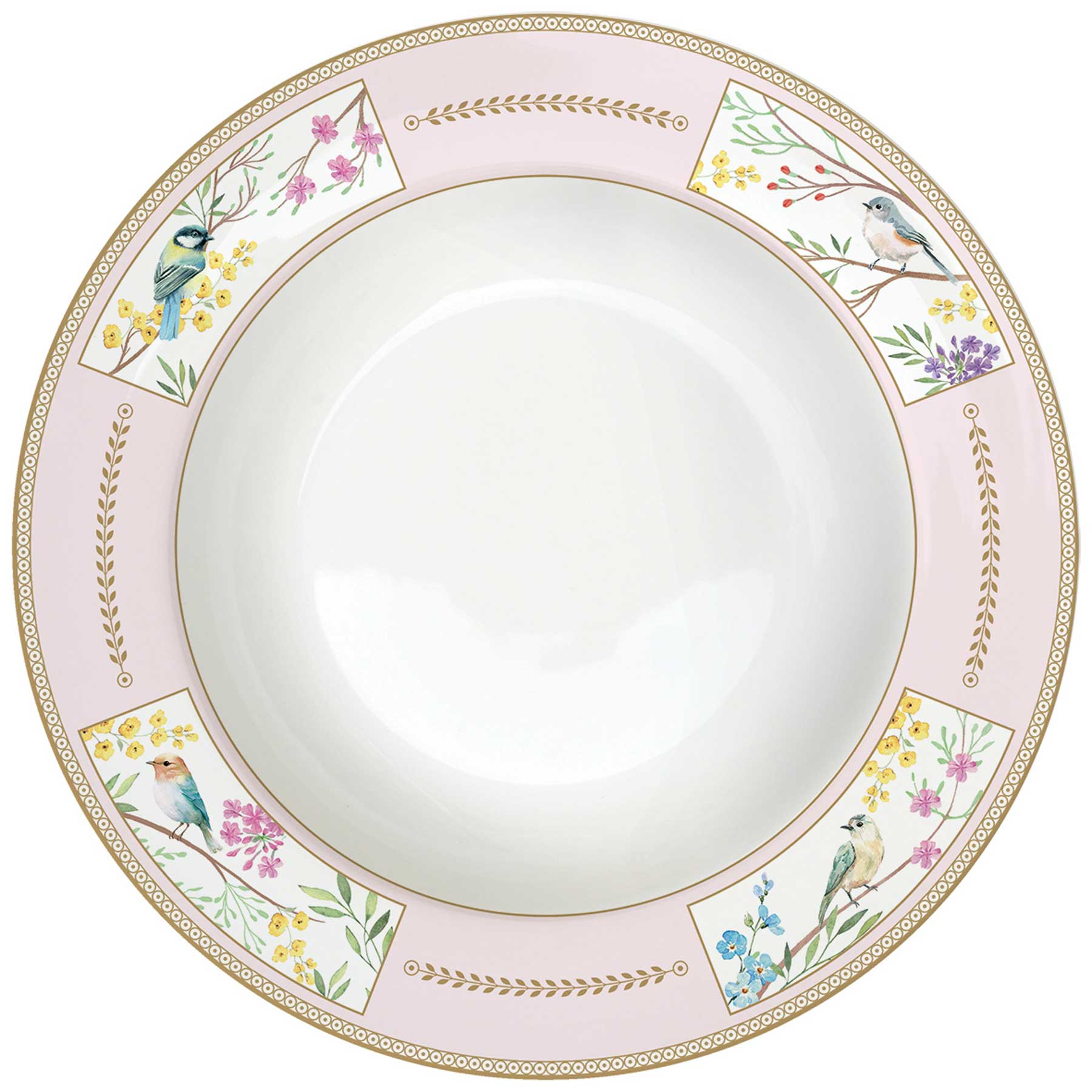 Étkészlet Vintage porcelán mélytányér Birds Melody