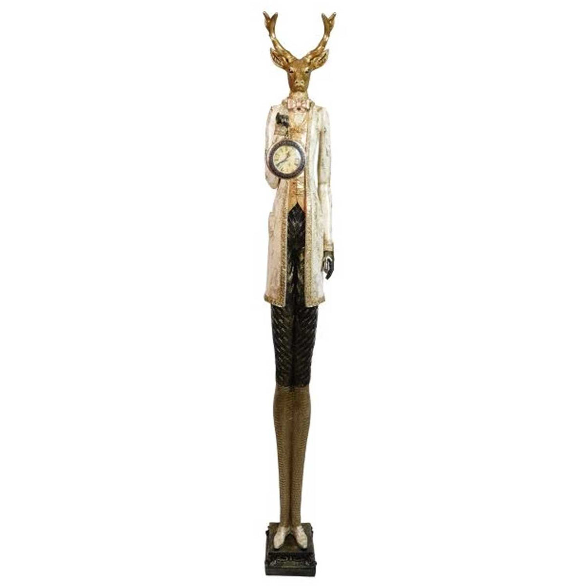 Vintage Elegáns Szarvas Úr Órával – Álló Dekor szobor 160,5 cm
