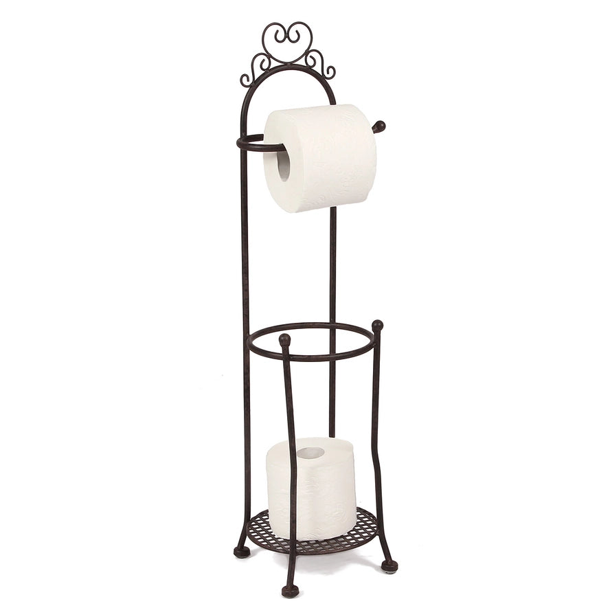 Vintage fém álló WC papír tartó 70 cm barna