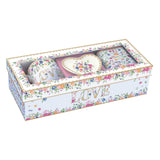 Virág mintás porcelán bögre fém dobozzal és teafiltertartóval szett díszdobozban Easy Life Mon Amour
