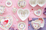 Virág mintás porcelán fedeles ékszertartó tálka díszdobozban Easy Life Mon Amour