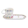 Virág mintás porcelán tálcával díszdobozban Easy Life Mon Amour