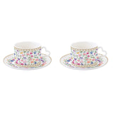 Virág mintás porcelán teáscsésze aljjal 2 személyes díszdobozban Easy Life Mon Amour