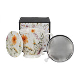 Virágos fémszűrős porcelán teásbögre 510 ml - PANSY Flowers