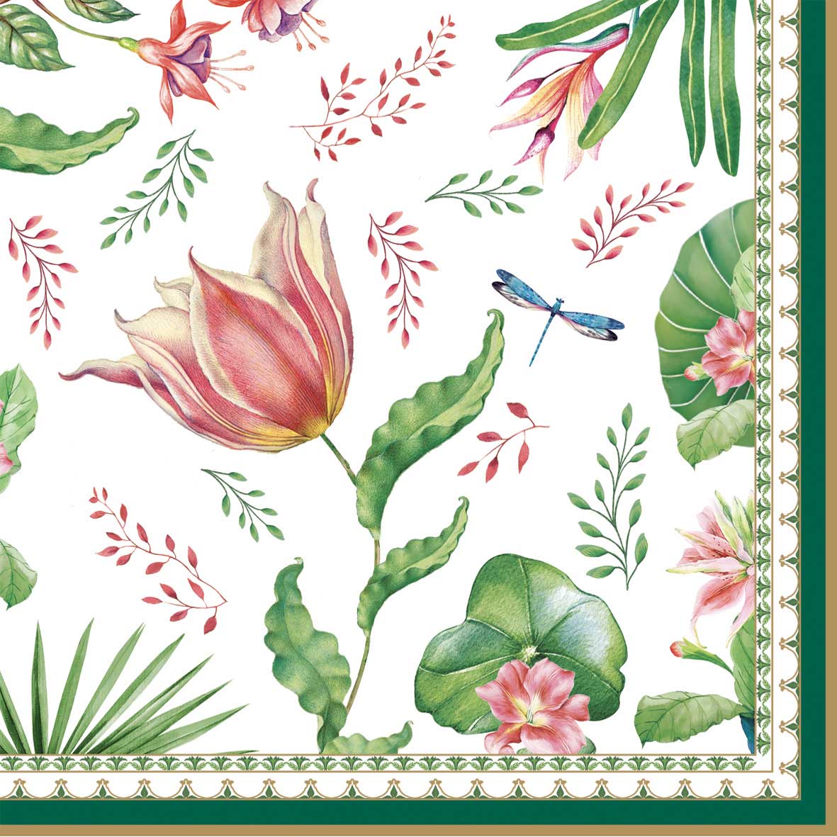 Szalvéta Virágos háromrétegű papírszalvéta 33x33 cm Botanic Chic