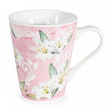 Fehér virágos porcelán bögre - 280 ml
