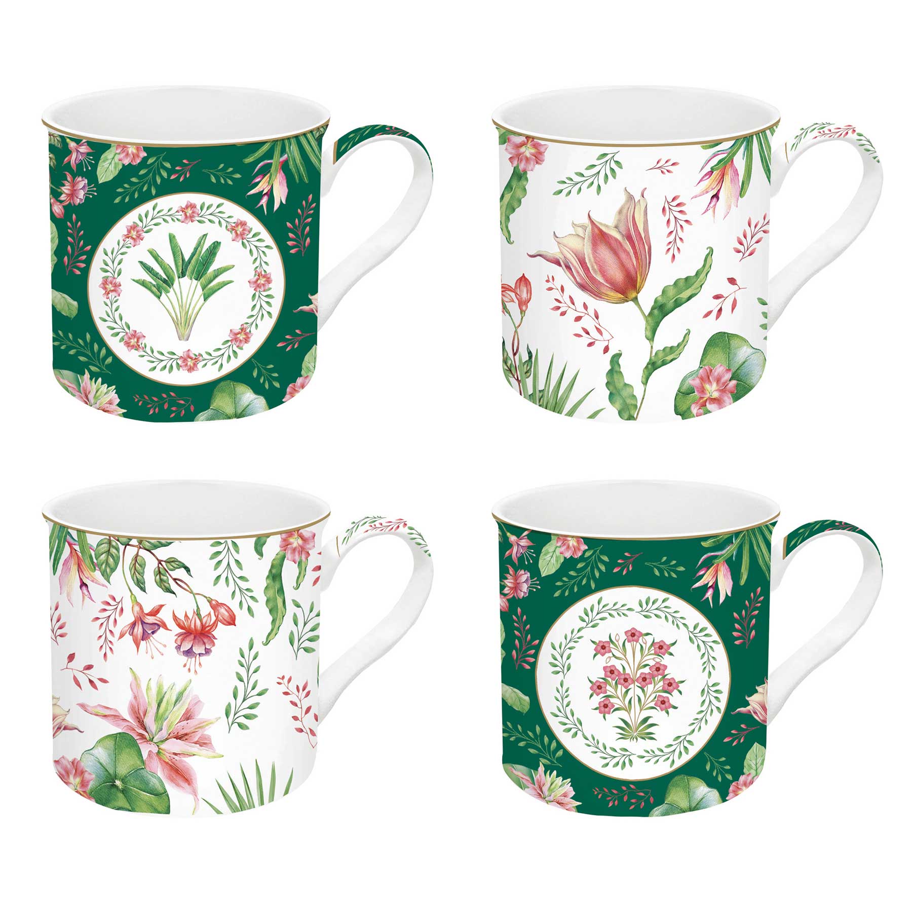 Bögre Virágos porcelán bögre 4 db szett díszdobozban Botanic Chic