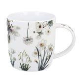 Virágos porcelán bögre – 400 ml – fehér design díszdobozban