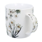 Virágos porcelán bögre – 400 ml – fehér design díszdobozban
