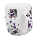 Virágos porcelán bögre – 400 ml – lila design díszdobozban