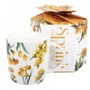 Virágos porcelán bögre – 400 ml – sárga design díszdobozban