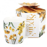Virágos porcelán bögre – 400 ml – sárga design díszdobozban