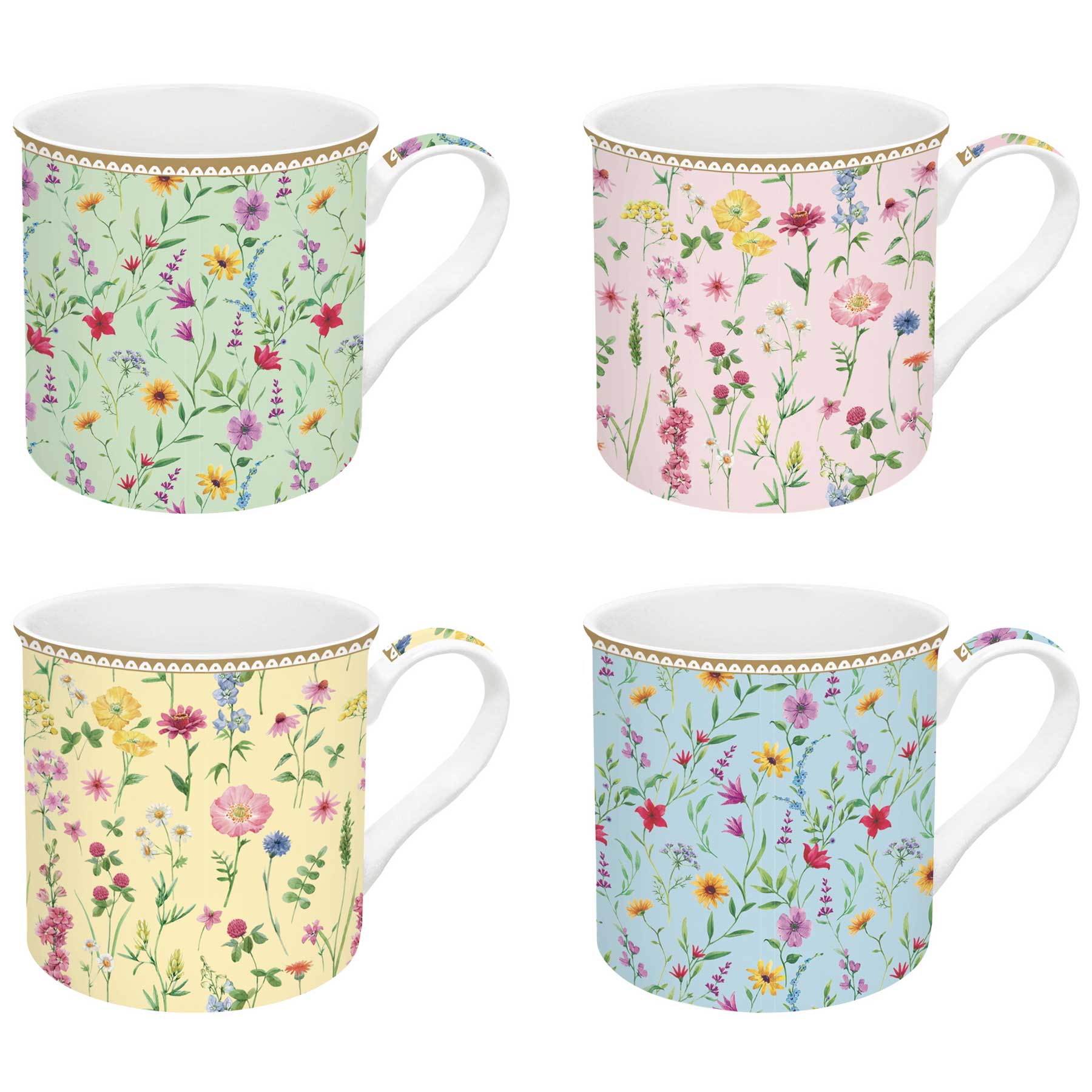 Bögre Virágos porcelán bögre szett 4 db Coffee Mania Meadow Flowers