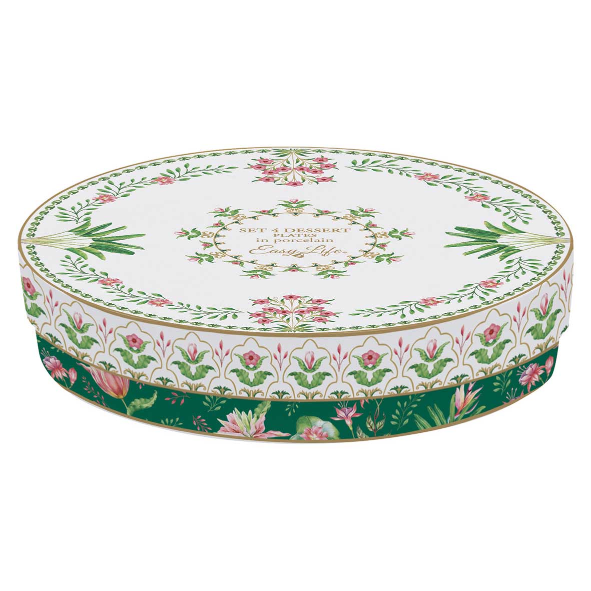 Étkészlet Virágos porcelán desszertes tányér 4 db szett Botanic Chic