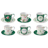 Bögre Virágos porcelán eszpresszó kávéscsésze 6 db szett díszdobozban Botanic Chic