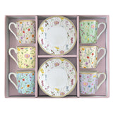 Bögre Virágos porcelán kávés csésze aljjal 6 db szett Coffee Mania Meadow Flowers