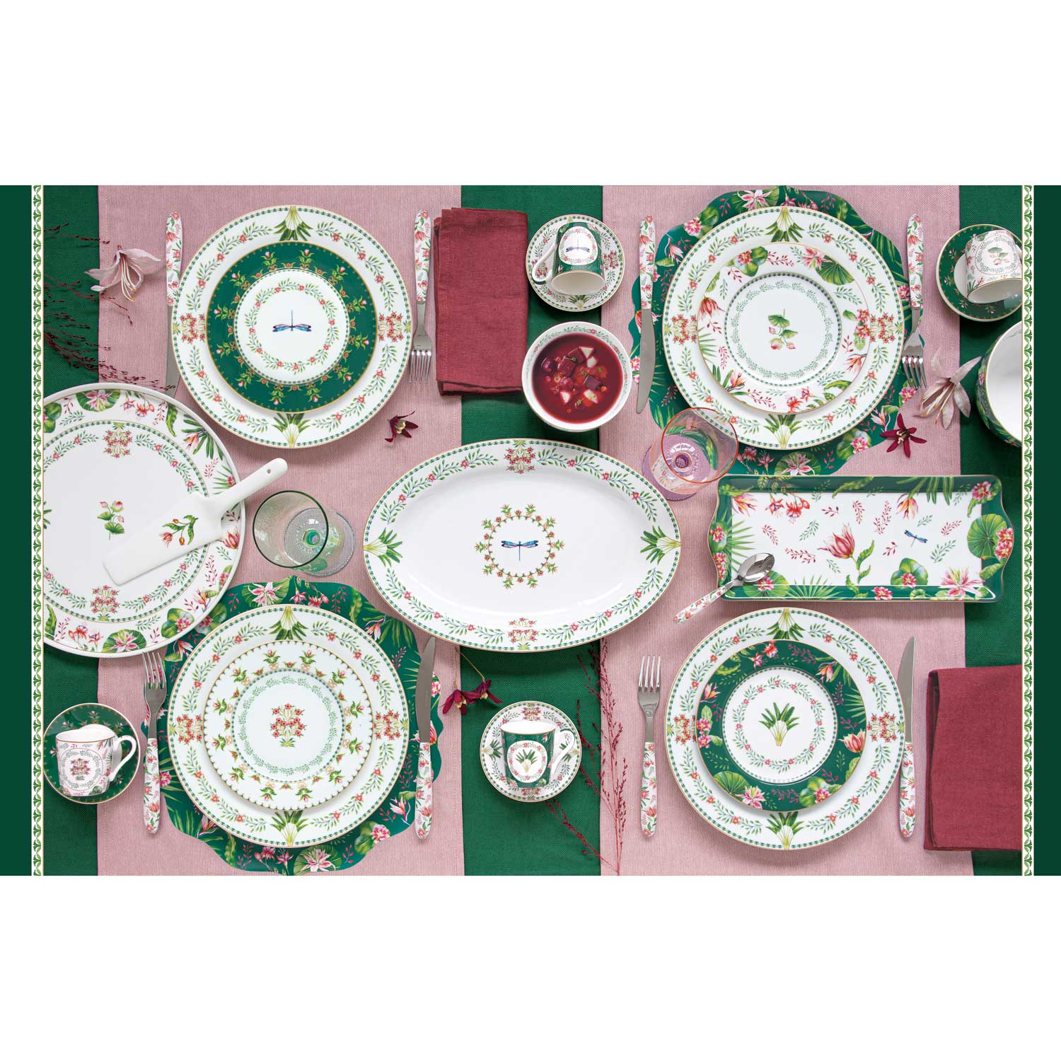 Étkészlet Virágos porcelán mélytányér Botanic Chic