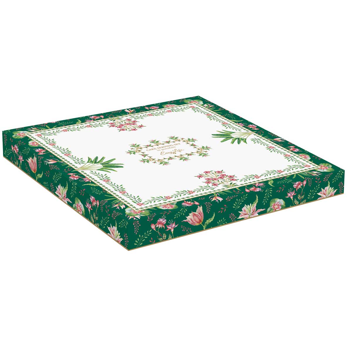 Tortatál Virágos porcelán tortatál lapáttal 32 cm díszdobozban Botanic Chic