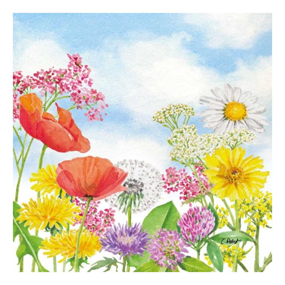 Virágos nyári szalvéta háromrétegű papír 33x33 cm 20 db-os