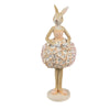 Virágszoknyás nyuszilány lufival húsvéti dekoráció figura 22 cm