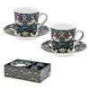 Bögre, csésze William Morris porcelán espresso kávés csésze aljjal - 2 darabos - Strawberry Thief