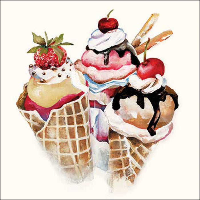 Szalvéta Yummy fagyi tölcséres papírszalvéta 33x33 cm 20 db-os