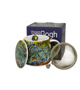 Monet porcelán öblös teás bögre fém szűrővel - 430 ml - Íriszek
