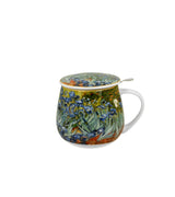 Monet porcelán öblös teás bögre fém szűrővel - 430 ml - Íriszek