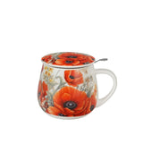 Porcelán pipacsos bögre fém szűrővel 430 ml ajándék díszdobozban Poppies