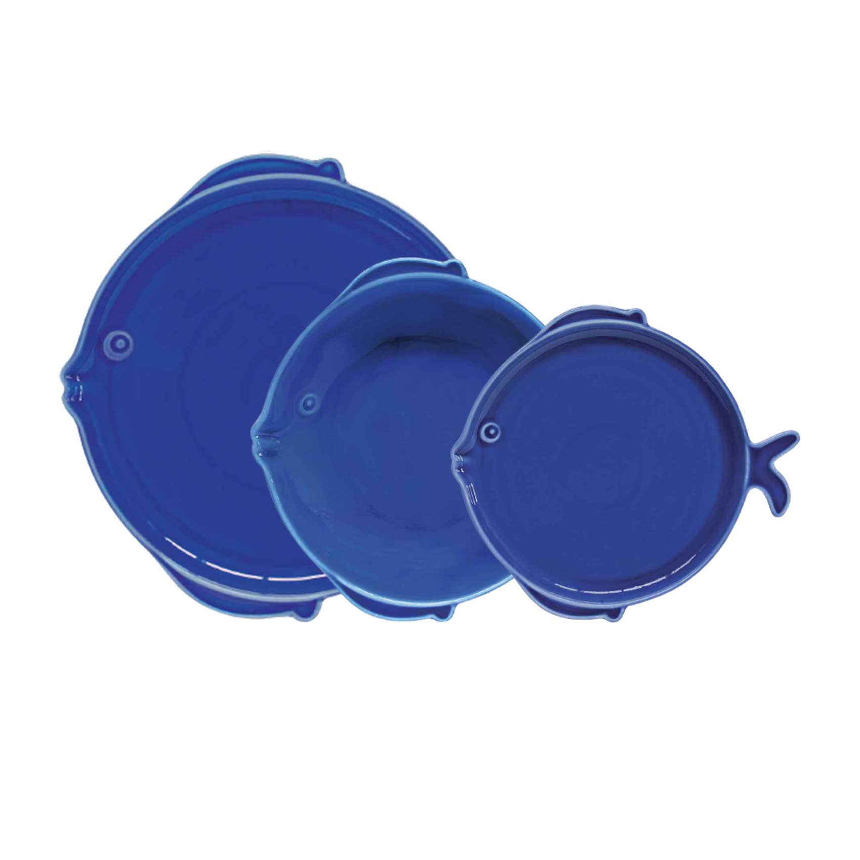Tányér, étkészlet 18 részes Porcelán mediterrán étkészlet hal alakú tányérokkal blue