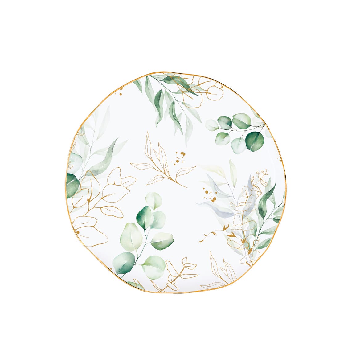 Tányér, étkészlet 18 részes prémium porcelán étkészlet levél mintás Botanique