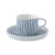 Bögre, csésze Porcelán teás csésze aljjal kék fehér csíkos szövött hatású Blue Breeze