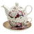 Teáskanna Porcelán vintage egyszemélyes teáskészlet nagy virágos