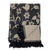 Takaró, pléd Vintage Pamut pléd fekete virág mintás rojtos 160x130 cm