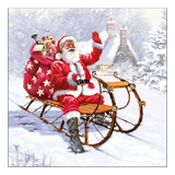 Szalvéta Karácsonyi papírszalvéta Santa On Sledge