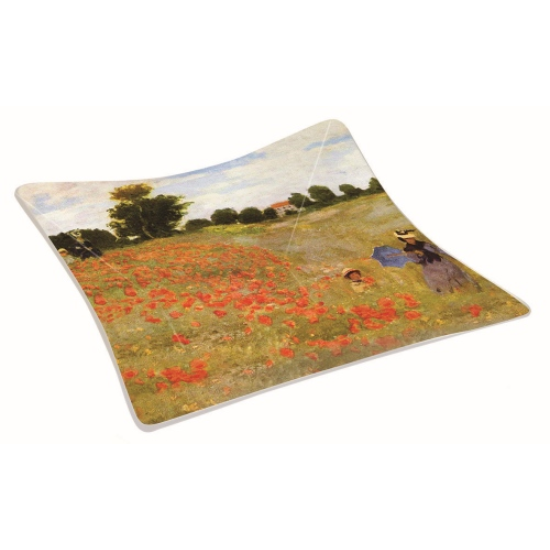 Tálca Üvegtál díszdobozban Monet Pipacsmező