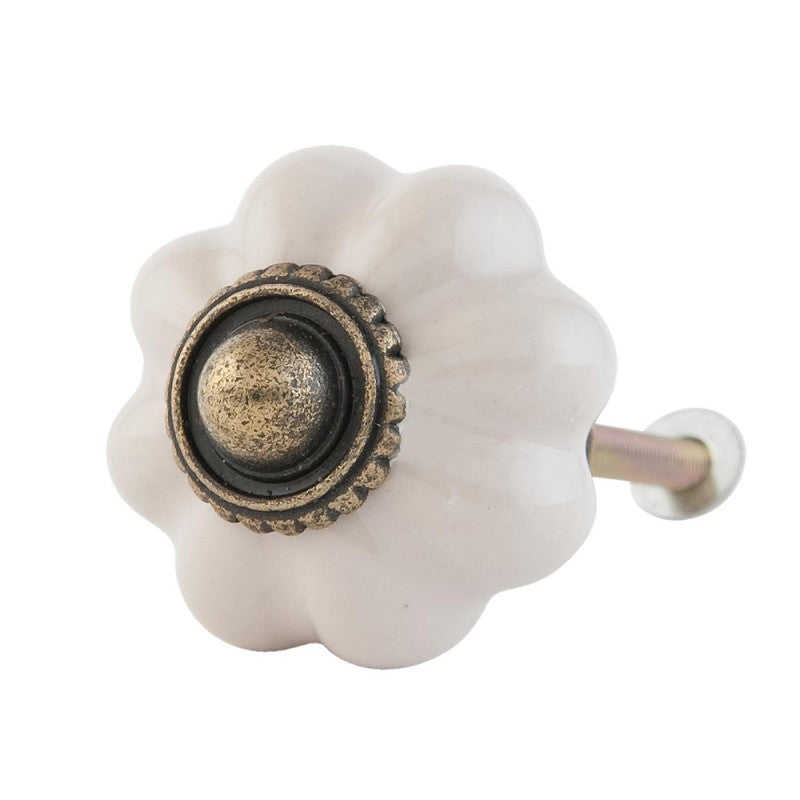 Fogantyú Ajtófogantyú kerámia 3 cm,bordázott, beige
