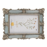 Képkeret Antikolt kék vintage képkeret ezüstös díszekkel 10x15 cm