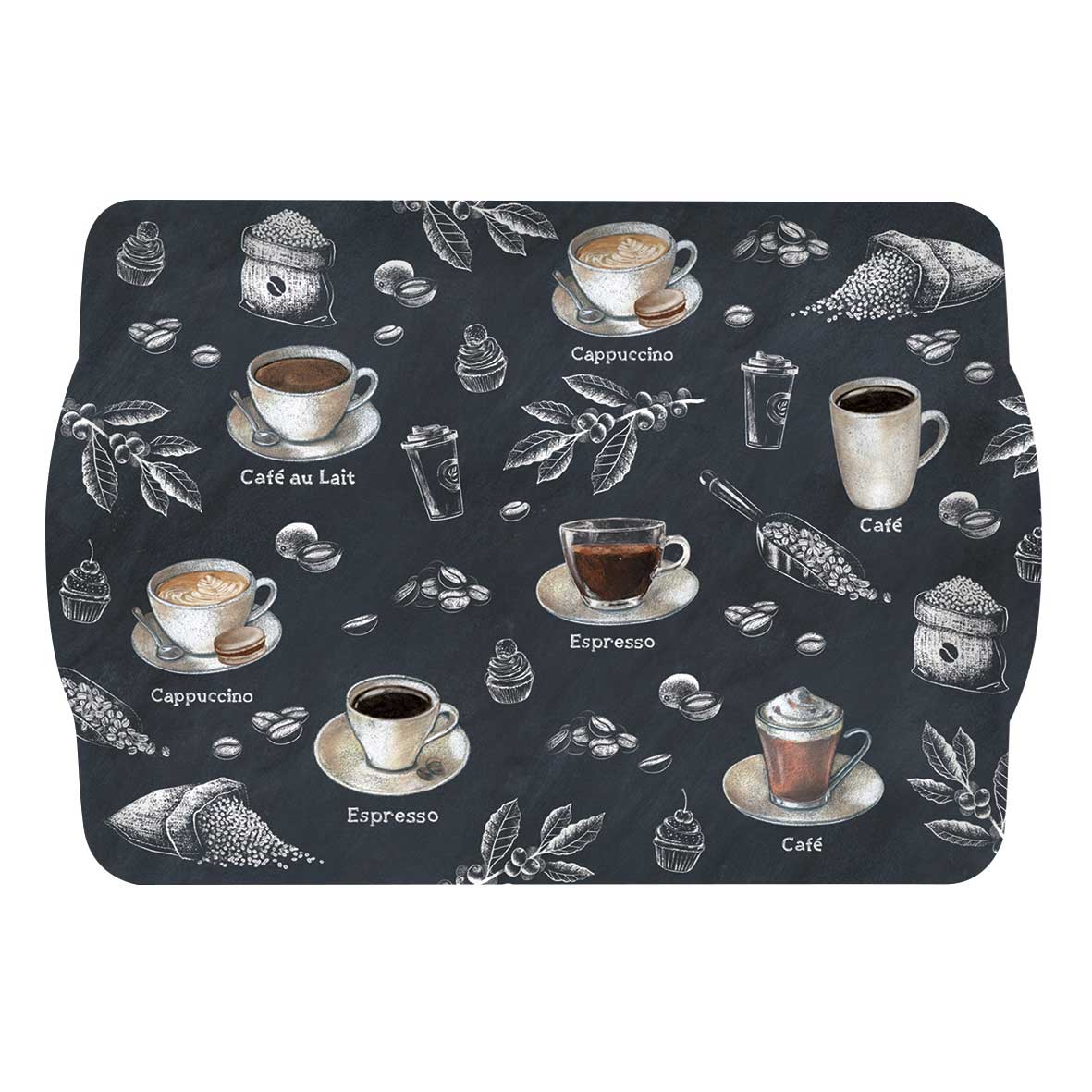 Tálca Barista kávé mintás műanyag kínáló tálca 33x22 cm