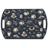 Tálca Barista kávé mintás nagy műanyag kínáló tálca 52x35 cm