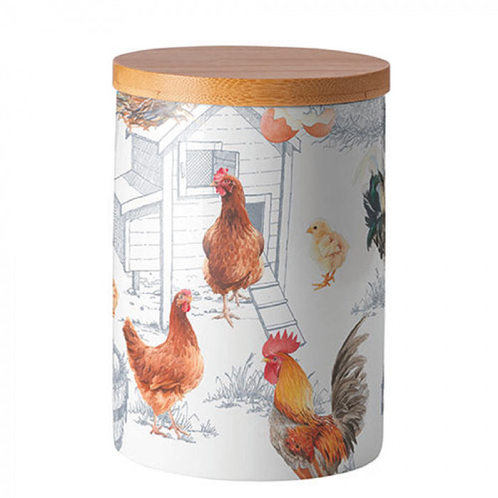 Tároló doboz Chicken Farm porcelán konyhai tároló szilikon zárógyűrűvel közepes
