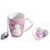 Bögre Rózsaszín Cicás porcelán bögre tea szűrővel