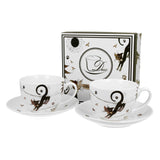 Bögre, csésze Cicás porcelán teás csésze aljjal két személyes 280 ml Charming cats